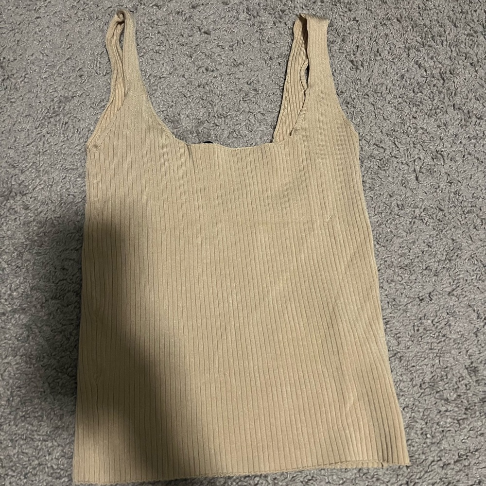 Sandro Beige Ribbed Tank Top - Picture 2 of 6